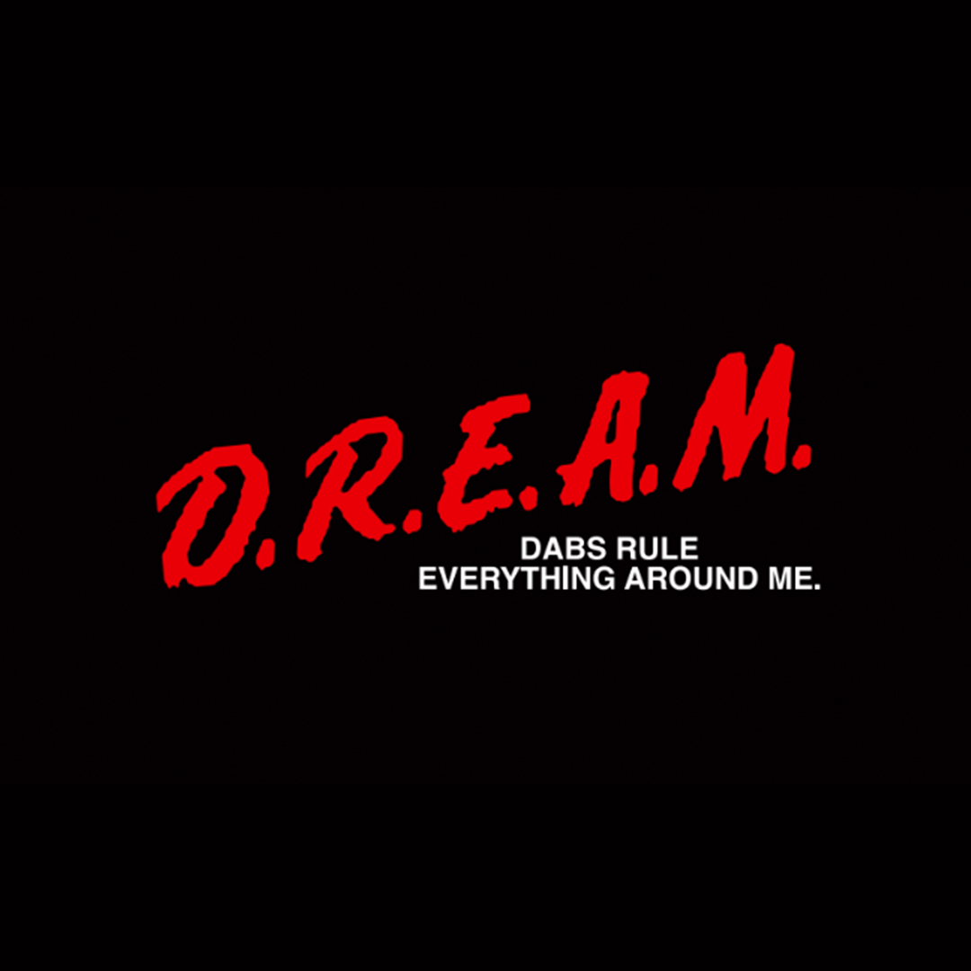 Simple black Focus V D.R.E.A.M. screensaver with bold red typography. Dabs Rule Everything Around Me — a classic Focus screen saver for CARTA users.