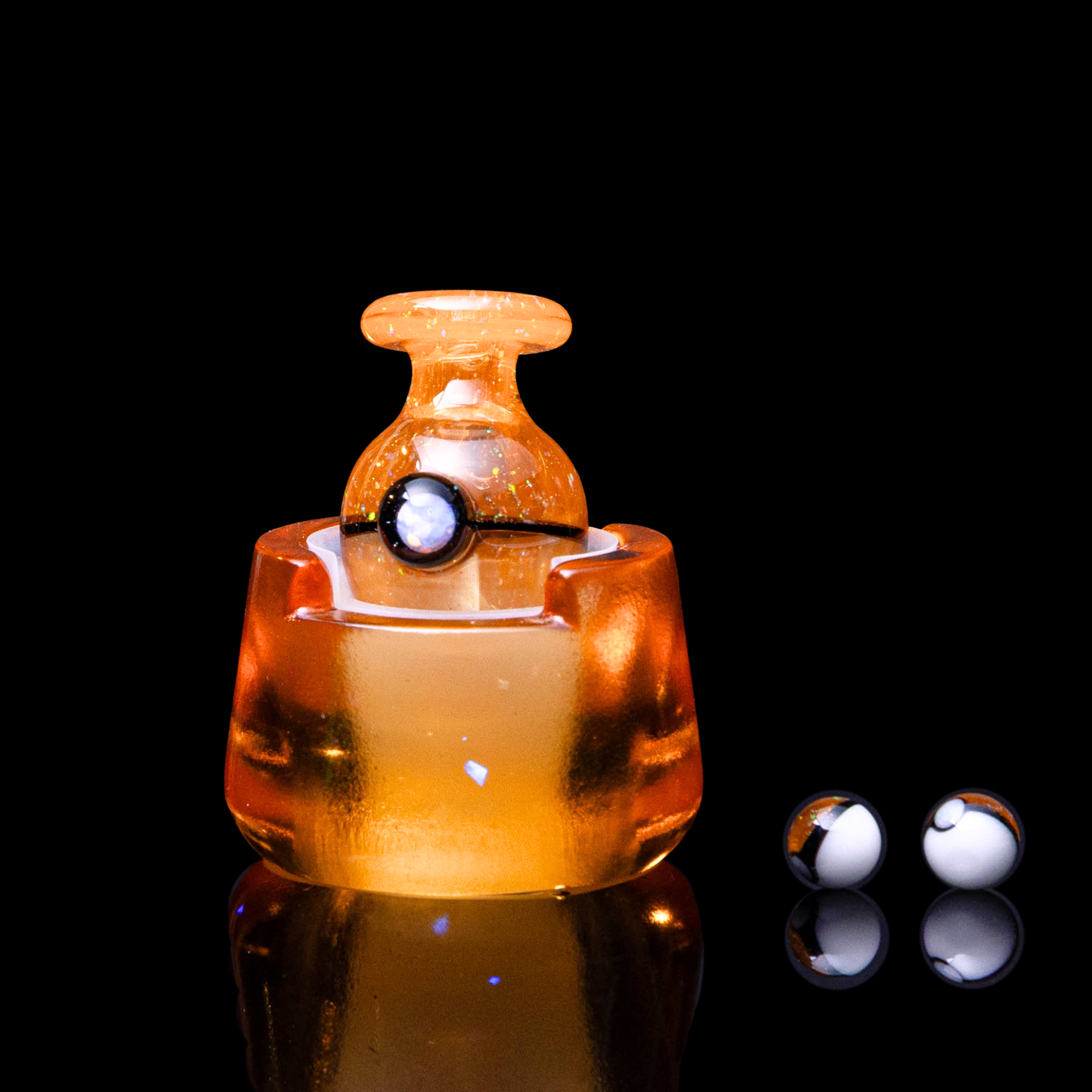 Dani Girl Glass Pokeball Bubble Cap - Tangerine