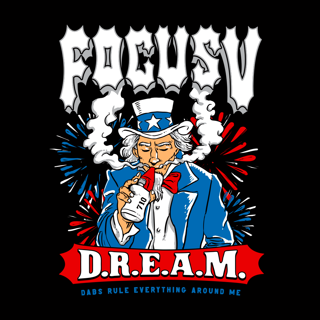 Focus V D.R.E.A.M. 4th of July screensaver featuring Uncle Sam dabbing with fireworks in the background. Patriotic Focus screen wallpaper for your Focus V CARTA.